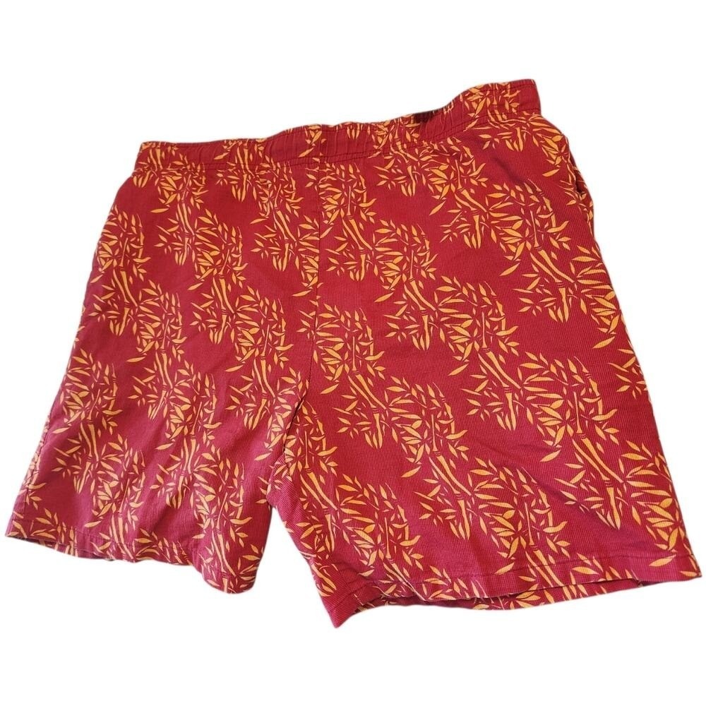Joseph Abboud Mens Bamboo Leaf Print Knit Swim Lounge Shorts Elastic Waist‎ S/P